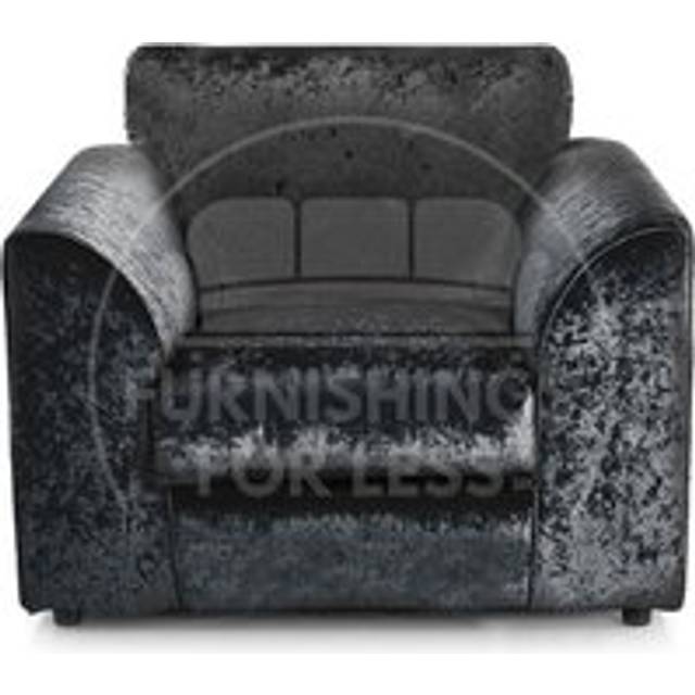 Crystal Crushed Velvet Single Seater Armchair Curved Arm - Black - One Size