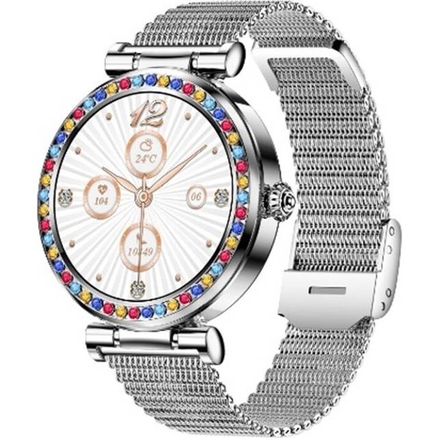 "(Silver) 1.27"" Bluetooth Call Women Smart Watch Health Monitoring Sports Fitness Tracking Diamonds Smartwatch"
