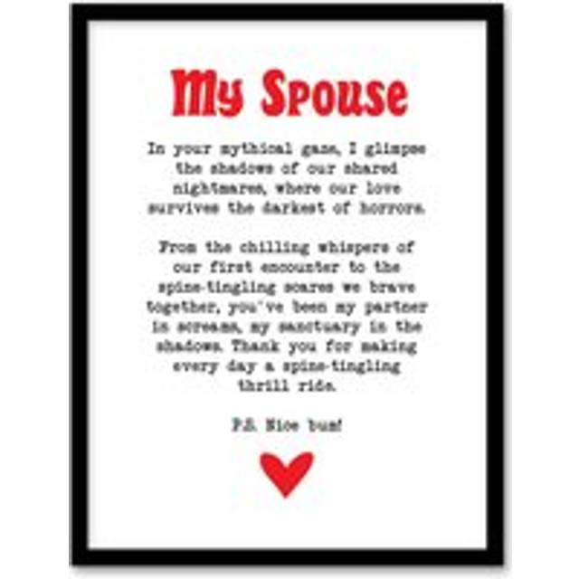 Love Poem Horror Fan Spouse Romantic Poetry Fun Framed Art Print - White - A4