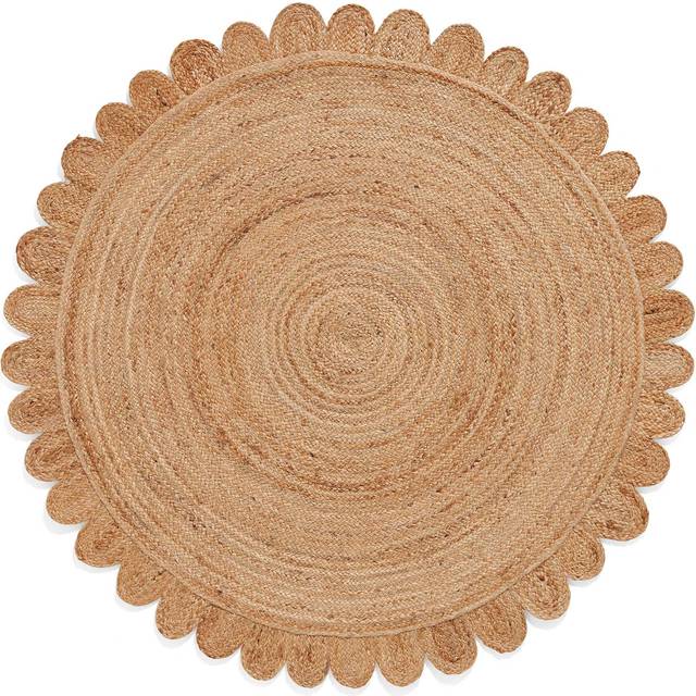 Chesney Round Jute Scalloped Natural Rug | 120cm & 150cm | Roseland