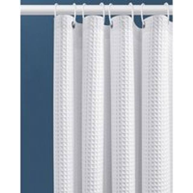 Cyslmuk - 80x180CM Waffle Shower Curtain with Metal Rings Anti-Mold Bathtub Shower Curtain Fabric Heavy Duty Bathroom Curtain for Bathtub Shower