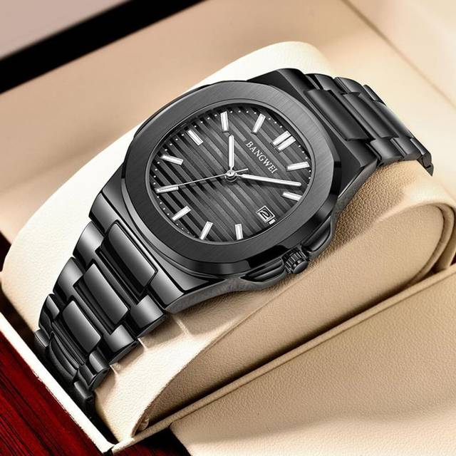 (black) Lige Simple Fashion Men Watch Top Brand All Steel Leisure Sports Quartz Watch Night Glow Waterproof Women Watch - Black