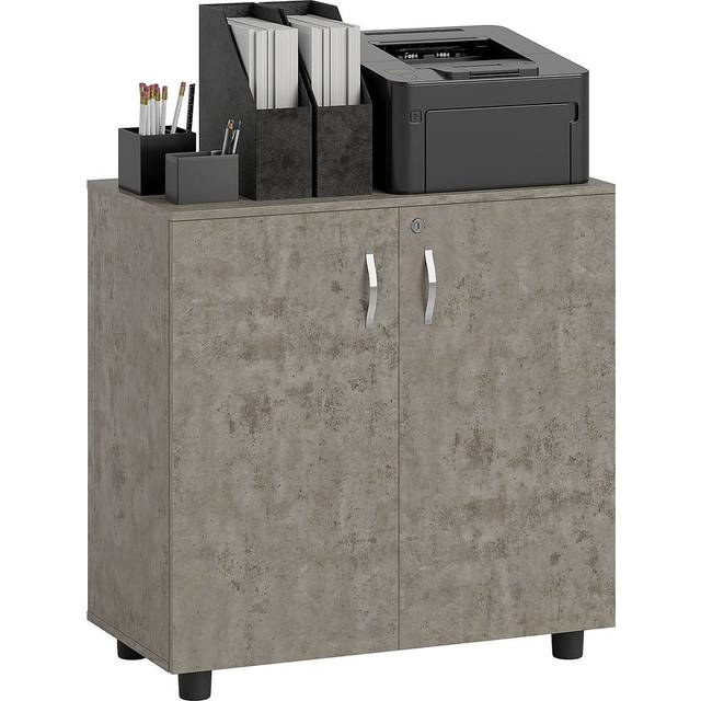 Vinsetto 2-tier Locking Filing Cabinet Office Storage Cabinet, Grey, Grey
