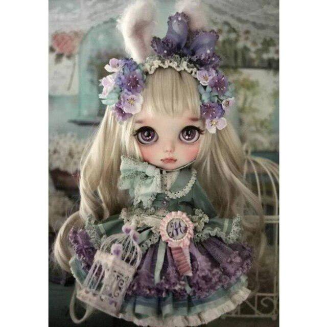 (20X30CM, Beige) Diamond Painting Full Round Drill Doll Diamond Embroidery Rhinestone Mosaic Decor Home Art