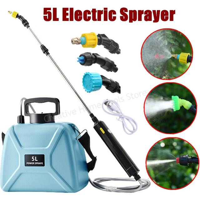 (Sprayer sky blue) 5L Electric Sprayer Rechargeable Lithium Battery Garden Sprayer Agricultural Irrigation Tool High Pressure Atomizer Sprayer