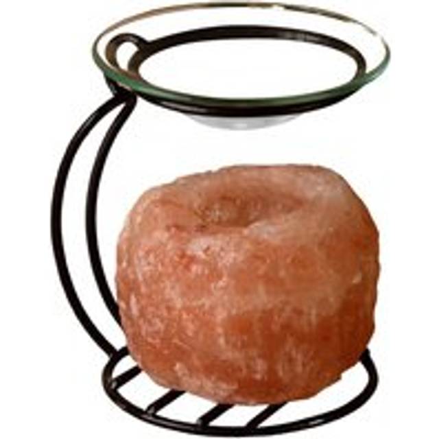 Hestia Global Artisan Rock Salt Oil Burner on Metal Stand - Natural