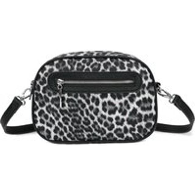 Leopard/Cow Print Front Zipper Pocket Spacious Crossbody Camera Bag With Detachable Strap - Black - One Size