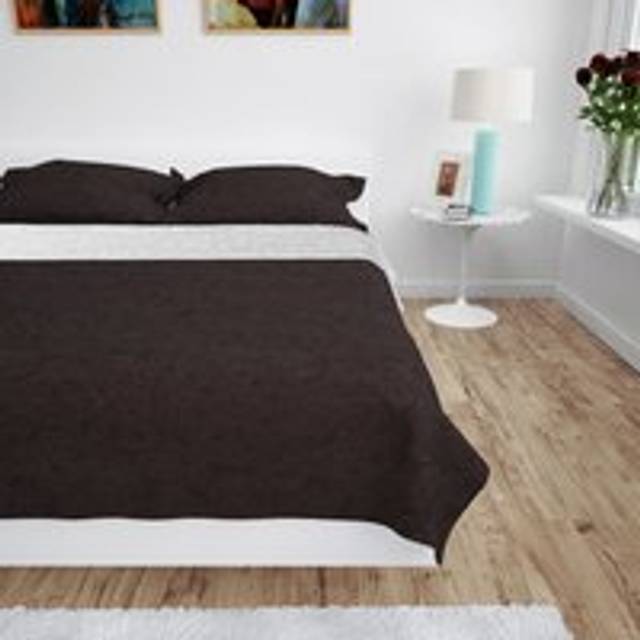 Double-sided Quilted Bedspread 220x240 cm Cream and Brown - One Size