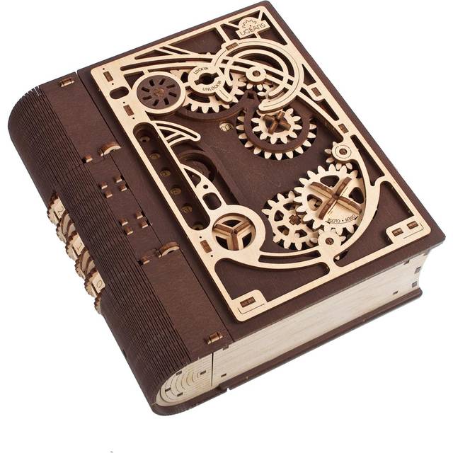 Ugears Book of Secrets Puzzle with Combination Lock Wooden Puzzle Craft Model No Glue or Tools Required