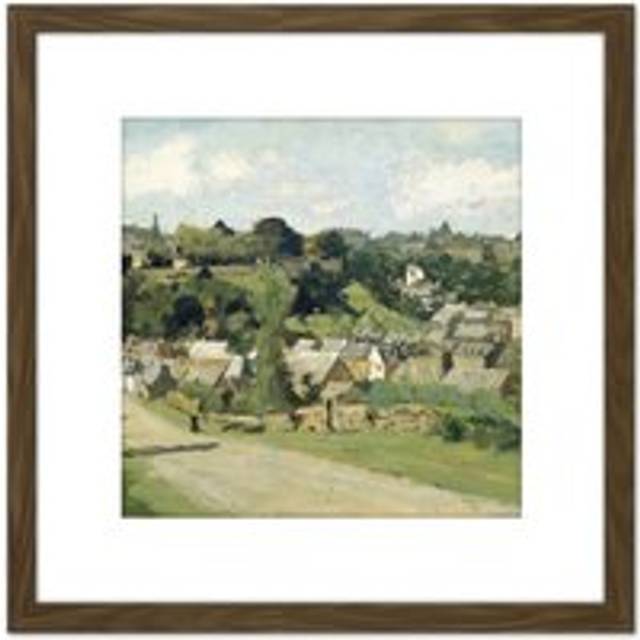 Poggenbeek View Of Village Country Dinant Painting 8X8 Inch Square Wooden Framed Wall Art Print Picture with Mount - Brown - One Size
