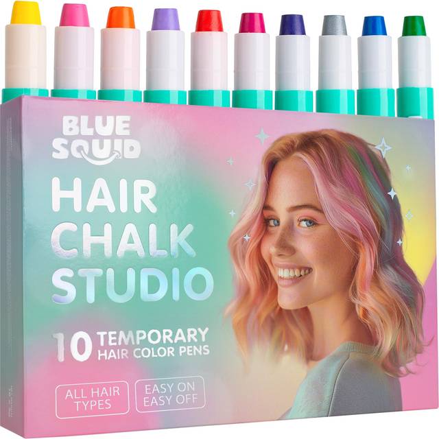 Hair Chalk for Girls Pens â 10 Vibrant Temporary Hair Colour Chalks for Kids - Ideal Christmas, Birthday Gifts for Girls & Teens - Kid Safe,