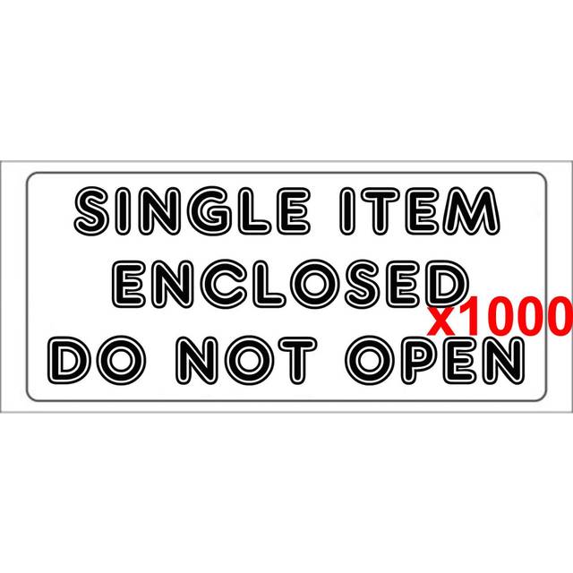 (1000) SINGLE ITEM ENCLOSED DO NO OPEN shipping label adhesive warning mailing sticky sticker 56x25mm