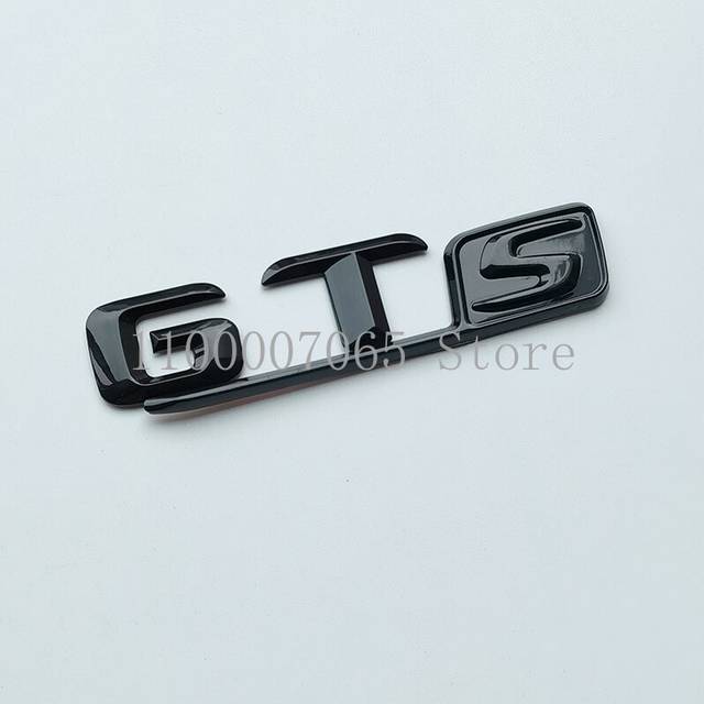 (GTs (black base), Rear star X290 4door) Glossy Black Letters GT GTS V8 Biturbo Top ABS Emblem for Mercedes Benz