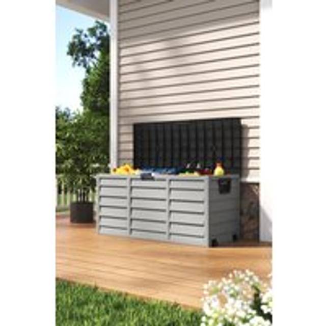 290L Waterproof Large Plastic Outdoor Storage Box with Wheels - Black - One Size