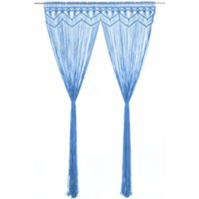 Macrame Curtain Blue 140x240 cm Cotton - One Size