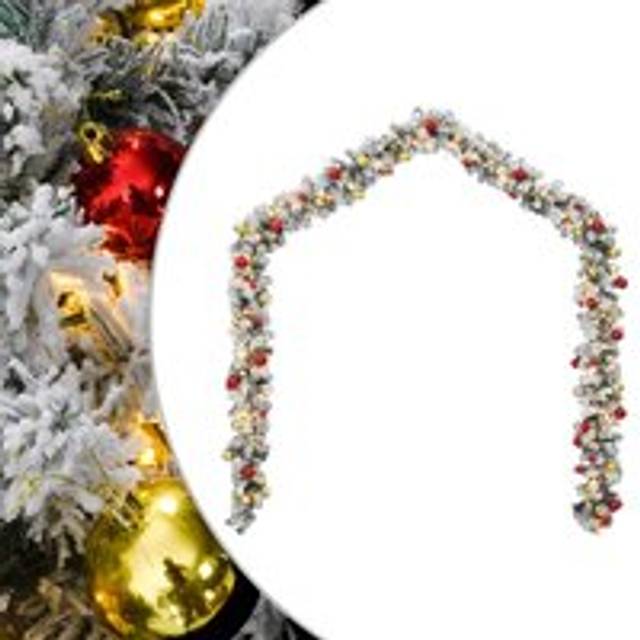 Christmas Garland with Baubles and LED Lights Green 20 m PVC - Multi - One Size