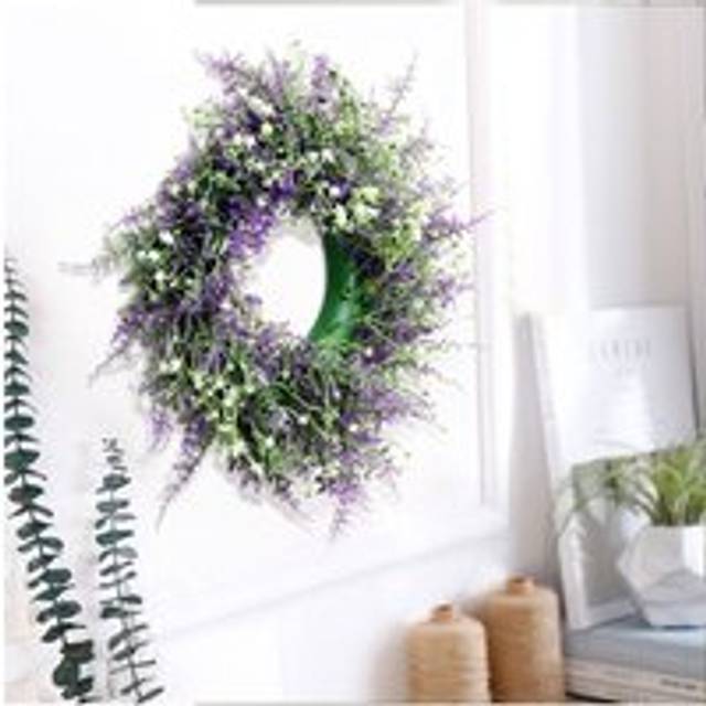 Artificial Round Lavender Flower Wreath Home Decor - Purple - One Size