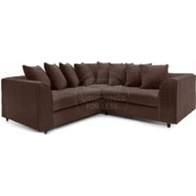 Furnishings For Less UK Ferguson Chocolate 5 Seater Fabric Corner Sofa L Shaped Jumbo Cord - Scatter Back - One Size
