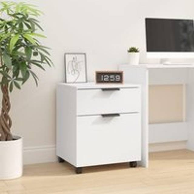 Mobile File Cabinet with Wheels White 45x38x54 cm Engineered Wood - One Size