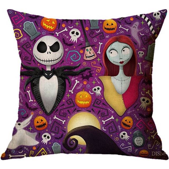 (Purple) The Nightmare Before Christmas Cushion Cover Sofa Home Decor Cartoon Jack Sally