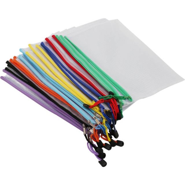 24Pcs Mesh Zipper Pouch Document Bag, Plastic File Folders, A4 Size