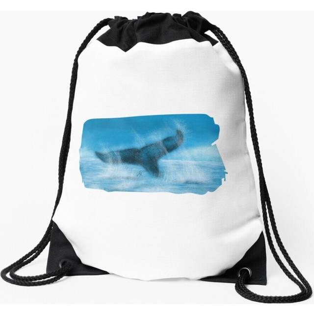 Drawstring Bag Whale Tail HG White Sport Gym Shoe Backpack