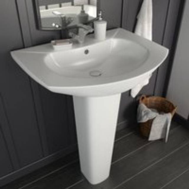 Freestanding Basin with Pedestal Ceramic White 650x520x200 mm - One Size