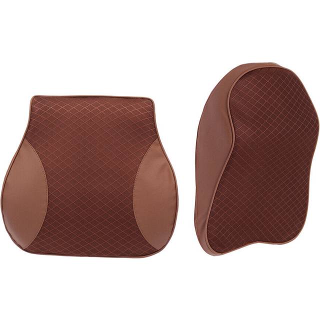 (Coffee) Memory Foam Car Headrest Pillow Seat Back Cushion Breathable Neck Waist Rest Support Cushion