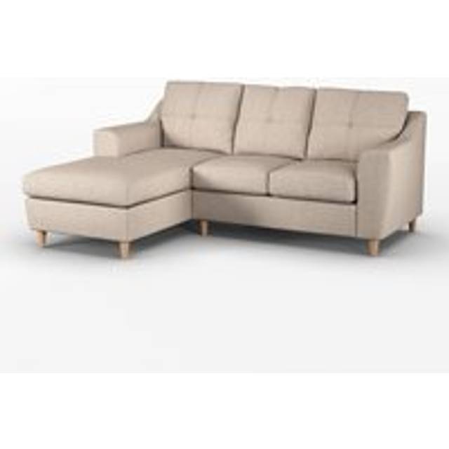 Baxter Fabric L Shaped 3 Seater Corner Sofa With Chaise Left Hand Facing - Charcoal, Silver, Oatmeal or Sage - Beige - One Size