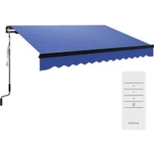 Outsunny 3 x 2.5m Electric Awning with LED Light and Remote Controller Blue