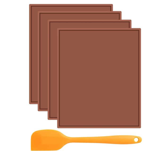 Silicone Dehydrator Sheets with Edge, Fruit Leather Trays for Liquid Fruits Meat Vegetables Herbs Scraper