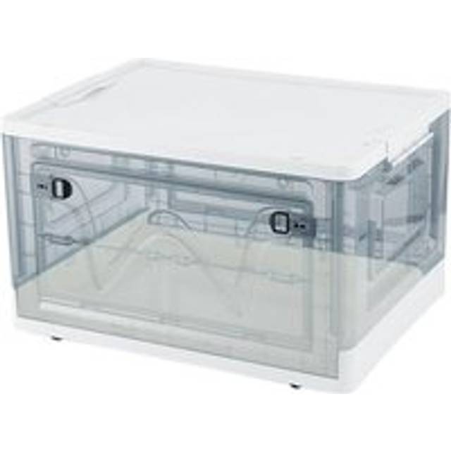 Plastic Transparent Storage Folding Organizers Box with Wheels - Grey - One Size