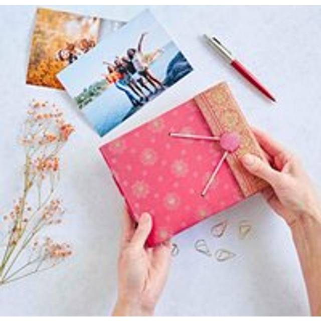 Small Sari Fabric Photo Album - Pink
