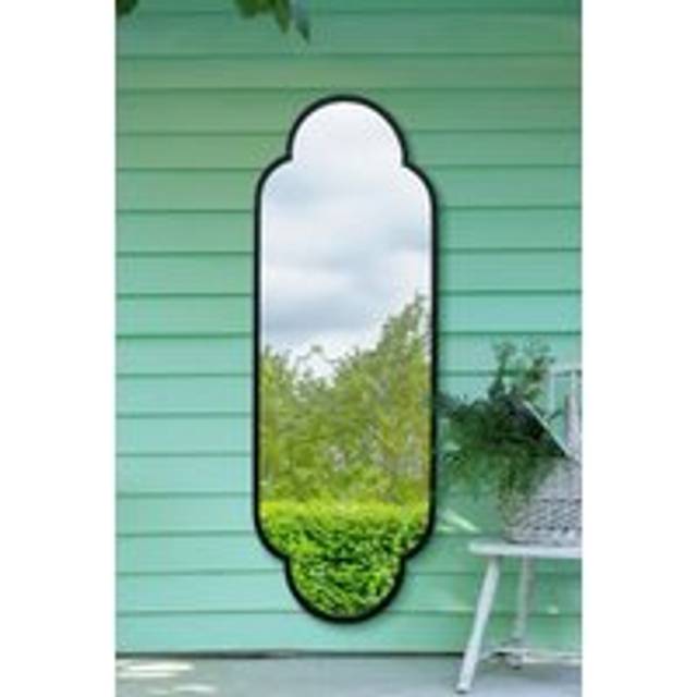 Black Metal Framed Double Arched Oval Garden Wall Mirror (170 X 59M) - 1 Pack