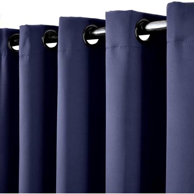 Dreamscene Eyelet Blackout Curtains, Navy - 66 x 54'' - Blue