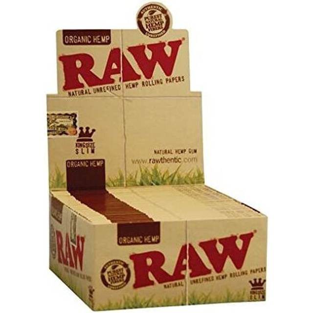 RAW ORGANIC Kingsize Slim Hemp Rolling Papers. Each Box Contains 50 Packs of 32 leaves.
