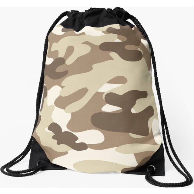 Drawstring Bag Light Brown Camo Sport Gym Shoe Backpack
