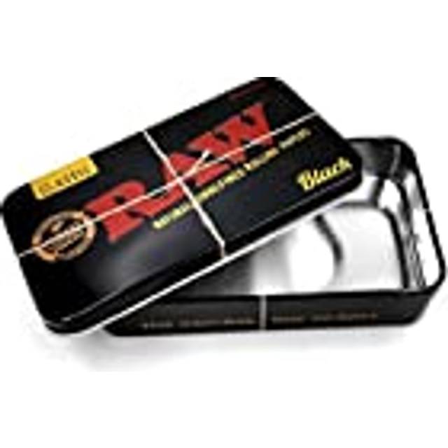 RAW Black Metal Tin Box with 20 Lean Cones, Three Cone Case & Tips