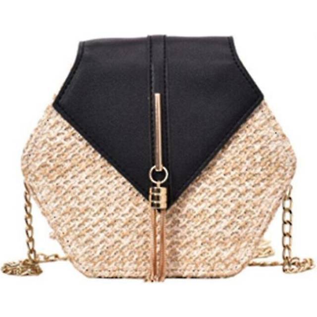 Handbag Women Summer Rattan Bag Handmade Woven Beach Circle Bohemia Shoulder Bag