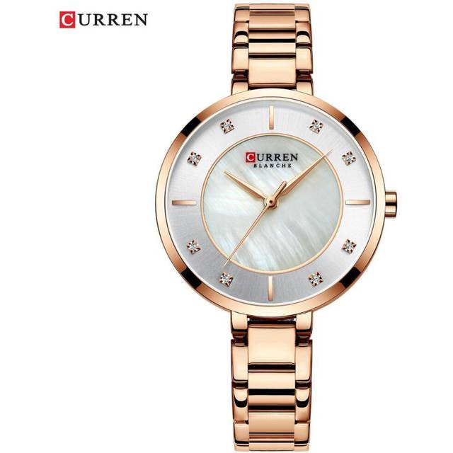 (rose gold) Curren Women Watches Luxury Metal Bracelet Wristwatch Classy Fashion Quartz Clock Blue Female Stainless Steel Dress Watch 9051 - Gold