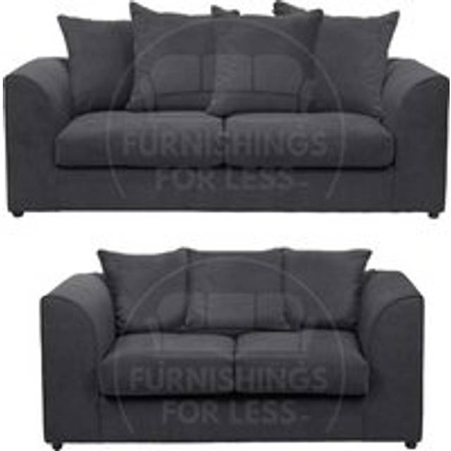 Casper Chenille Sofa Set 3 and 2 Seater Sofa Scatter Back Curved Arm - Black - One Size