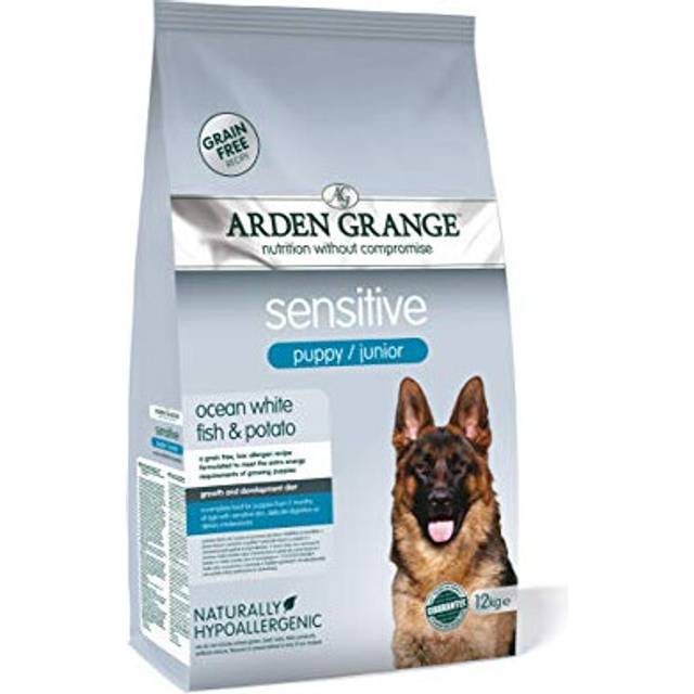 Arden Grange Sensitive Puppy/Junior Dry Dog Food Grain Free Ocean White Fish and Potato, 12 kg