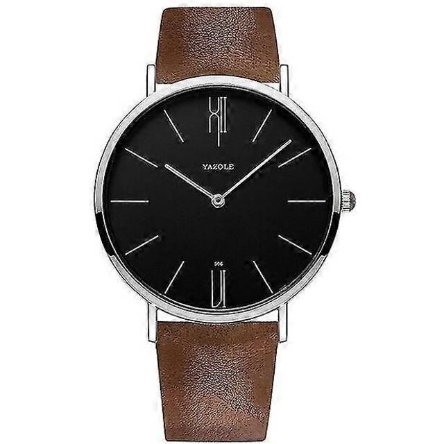 (Silver  Black) Men Watch Simple Large Scale Dial Men Business Quartz Watch