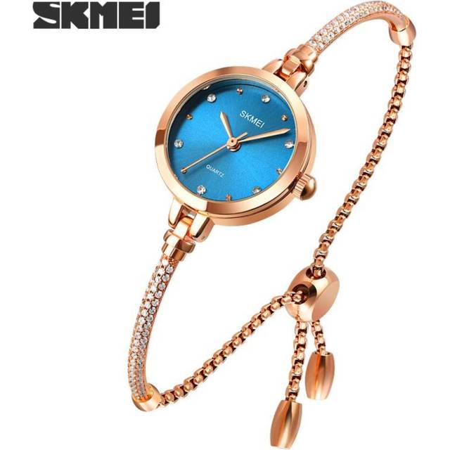 SKMEI Fashion Women Watches Japan Quartz movement Ultra Slim Bracel Female Girl Clock Ladies Wristwatches blue