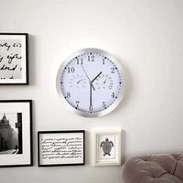 Wall Clock with Quartz Movement Hygrometer Thermometer White - One Size