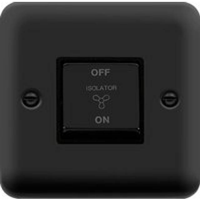 Curved Matt Black 10A 1 Gang Ingot 3 Pole Fan Isolation Switch - One Size