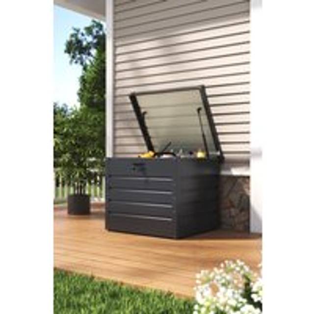 200L Metal Outdoor Garden Lockable Storage Box - Dark Grey - One Size