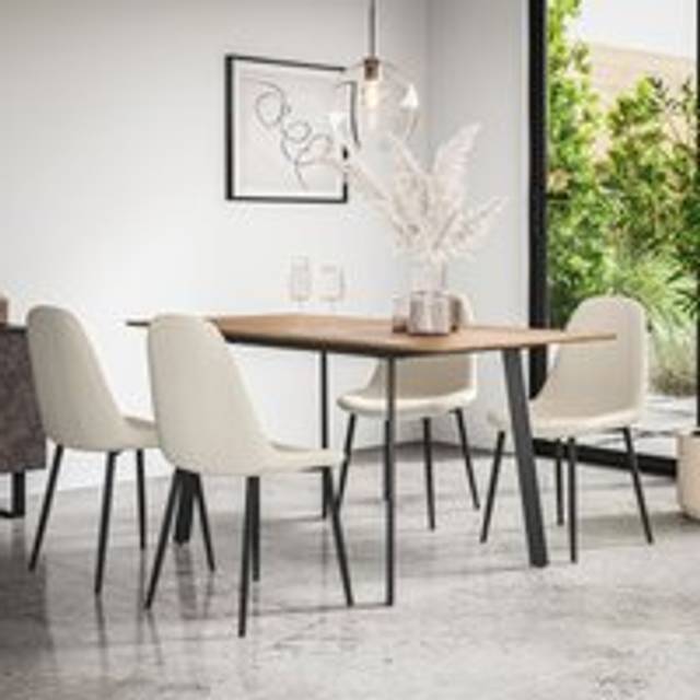 Haydon Extending Oak Effect Dining Table Set w 4-6 Maya Boucle Chairs