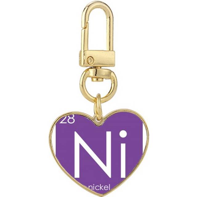 Chestry Elements Period Table Transition Metals Nickel Ni Gold Heart Keychain Metal Keyring Holder