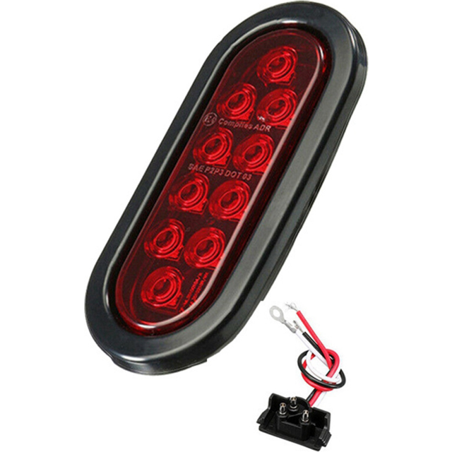 Car Oval 10LED Light Bulbs Brake Lights with Plug12V Turn Signal Universal for Most Cars Trucks Trailer Red